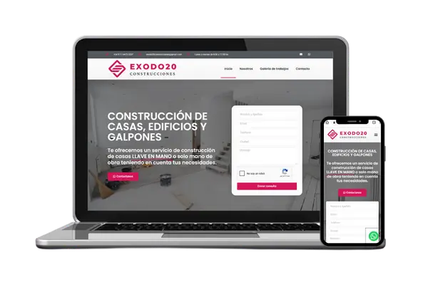 Diseño web para Éxodo 20 Construcciones — Diseño Web · Dastel